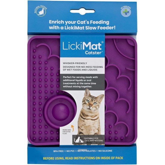 LICKIMAT Catster Cat Feeding Mat, Slow Feeder with Micro Bowl for Extra Hydration, Perfect for Food, Treats, Yogurt and Anxiety Relief for Cats LICKIMAT Catster Cat Feeding Mat, Slow Feeder with Micro Bowl for Extra Hydration, Perfect for Food, Treats, Yogurt and Anxiety Relief for Cats