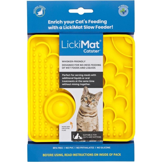 LICKIMAT Catster Cat Feeding Mat, Slow Feeder with Micro Bowl for Extra Hydration, Perfect for Food, Treats, Yogurt and Anxiety Relief for Cats LICKIMAT Catster Cat Feeding Mat, Slow Feeder with Micro Bowl for Extra Hydration, Perfect for Food, Treats, Yogurt and Anxiety Relief for Cats