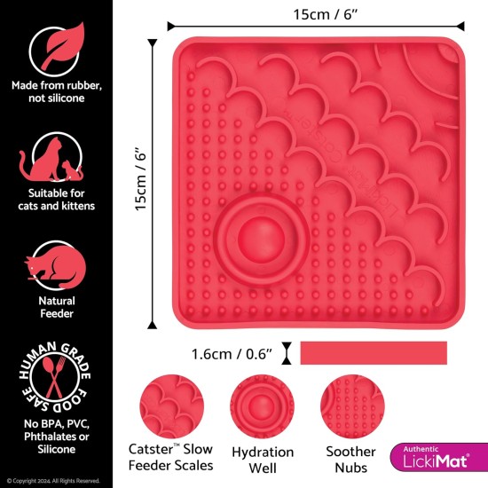 LICKIMAT Catster Cat Feeding Mat, Slow Feeder with Micro Bowl for Extra Hydration, Perfect for Food, Treats, Yogurt and Anxiety Relief for Cats LICKIMAT Catster Cat Feeding Mat, Slow Feeder with Micro Bowl for Extra Hydration, Perfect for Food, Treats, Yogurt and Anxiety Relief for Cats