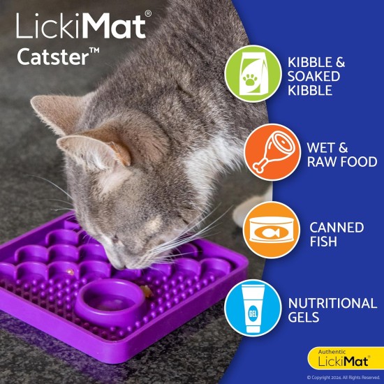 LICKIMAT Catster Cat Feeding Mat, Slow Feeder with Micro Bowl for Extra Hydration, Perfect for Food, Treats, Yogurt and Anxiety Relief for Cats LICKIMAT Catster Cat Feeding Mat, Slow Feeder with Micro Bowl for Extra Hydration, Perfect for Food, Treats, Yogurt and Anxiety Relief for Cats