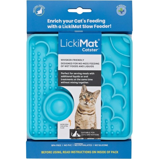LICKIMAT Catster Cat Feeding Mat, Slow Feeder with Micro Bowl for Extra Hydration, Perfect for Food, Treats, Yogurt and Anxiety Relief for Cats LICKIMAT Catster Cat Feeding Mat, Slow Feeder with Micro Bowl for Extra Hydration, Perfect for Food, Treats, Yogurt and Anxiety Relief for Cats