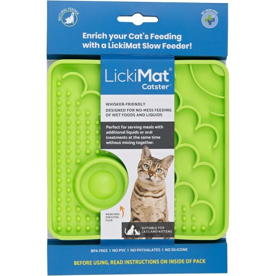 LICKIMAT Catster Cat Feeding Mat, Slow Feeder with Micro Bowl for Extra Hydration, Perfect for Food, Treats, Yogurt and Anxiety Relief for Cats LICKIMAT Catster Cat Feeding Mat, Slow Feeder with Micro Bowl for Extra Hydration, Perfect for Food, Treats, Yogurt and Anxiety Relief for Cats