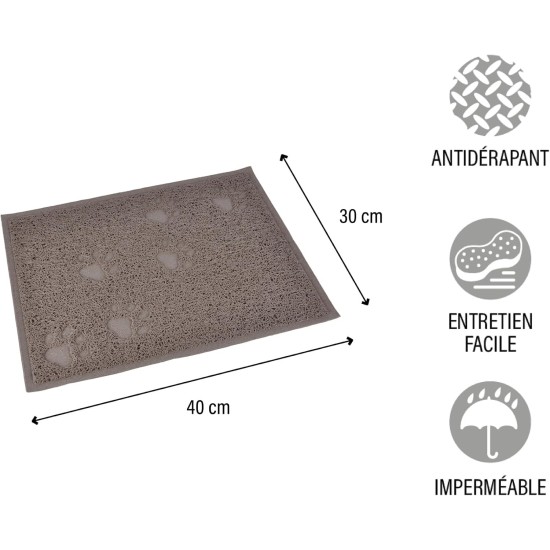 LOVE STORY 40cm x 30cm Paw Print Rectangle Dining & Cat Litter Mat Taupe LOVE STORY 40cm x 30cm Paw Print Rectangle Dining & Cat Litter Mat Taupe