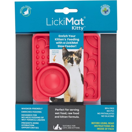 LickiMat Kitty Lick Mat for Kittens 10 x 10 cm, Colour: Turquoise LickiMat Kitty Lick Mat for Kittens 10 x 10 cm, Colour: Turquoise