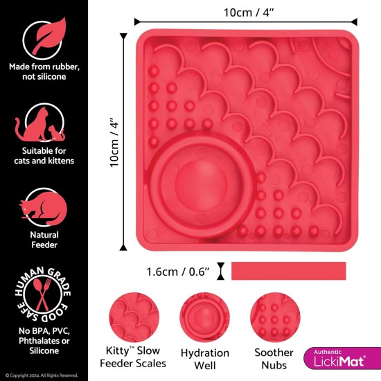 LickiMat Kitty Lick Mat for Kittens 10 x 10 cm, Colour: Turquoise LickiMat Kitty Lick Mat for Kittens 10 x 10 cm, Colour: Turquoise