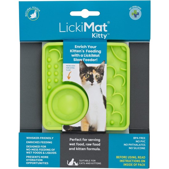 LickiMat Kitty Lick Mat for Kittens 10 x 10 cm, Colour: Turquoise LickiMat Kitty Lick Mat for Kittens 10 x 10 cm, Colour: Turquoise