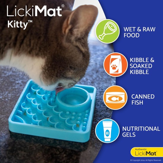 LickiMat Kitty Lick Mat for Kittens 10 x 10 cm, Colour: Turquoise LickiMat Kitty Lick Mat for Kittens 10 x 10 cm, Colour: Turquoise