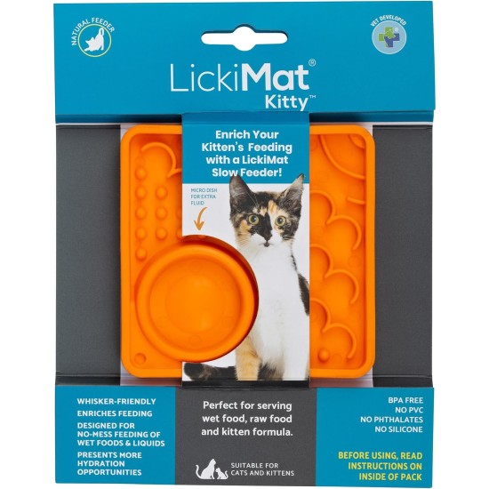 LickiMat Kitty Lick Mat for Kittens 10 x 10 cm, Colour: Turquoise LickiMat Kitty Lick Mat for Kittens 10 x 10 cm, Colour: Turquoise