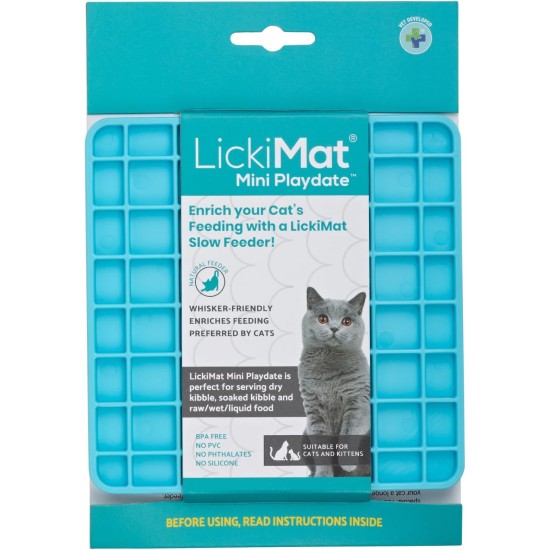 LickiMat Mini Classic Playdate Cat Food Mat, Slow Feeder Bowl for Boredom & Anxiety Relief for Cats, Perfect for Food, Treats, Yogurt and Peanut Butter, Fun Alternative to LickiMat Mini Classic Playdate Cat Food Mat, Slow Feeder Bowl for Boredom & Anxiety Relief for Cats, Perfect for Food, Treats, Yogurt and Peanut Butter, Fun Alternative to