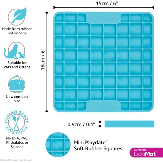 LickiMat Mini Classic Playdate Cat Food Mat, Slow Feeder Bowl for Boredom & Anxiety Relief for Cats, Perfect for Food, Treats, Yogurt and Peanut Butter, Fun Alternative to LickiMat Mini Classic Playdate Cat Food Mat, Slow Feeder Bowl for Boredom & Anxiety Relief for Cats, Perfect for Food, Treats, Yogurt and Peanut Butter, Fun Alternative to