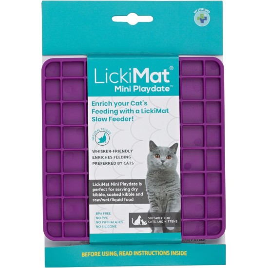 LickiMat Mini Classic Playdate Cat Food Mat, Slow Feeder Bowl for Boredom & Anxiety Relief for Cats, Perfect for Food, Treats, Yogurt and Peanut Butter, Fun Alternative to LickiMat Mini Classic Playdate Cat Food Mat, Slow Feeder Bowl for Boredom & Anxiety Relief for Cats, Perfect for Food, Treats, Yogurt and Peanut Butter, Fun Alternative to