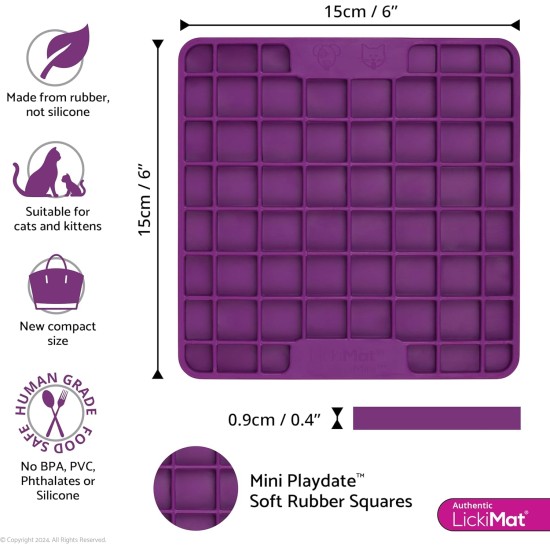 LickiMat Mini Classic Playdate Cat Food Mat, Slow Feeder Bowl for Boredom & Anxiety Relief for Cats, Perfect for Food, Treats, Yogurt and Peanut Butter, Fun Alternative to LickiMat Mini Classic Playdate Cat Food Mat, Slow Feeder Bowl for Boredom & Anxiety Relief for Cats, Perfect for Food, Treats, Yogurt and Peanut Butter, Fun Alternative to