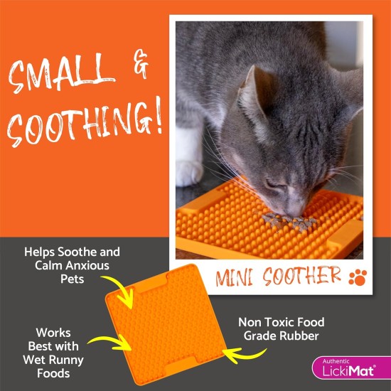 LickiMat Mini Classic Playdate Cat Food Mat, Slow Feeder Bowl for Boredom & Anxiety Relief for Cats, Perfect for Food, Treats, Yogurt and Peanut Butter, Fun Alternative to LickiMat Mini Classic Playdate Cat Food Mat, Slow Feeder Bowl for Boredom & Anxiety Relief for Cats, Perfect for Food, Treats, Yogurt and Peanut Butter, Fun Alternative to