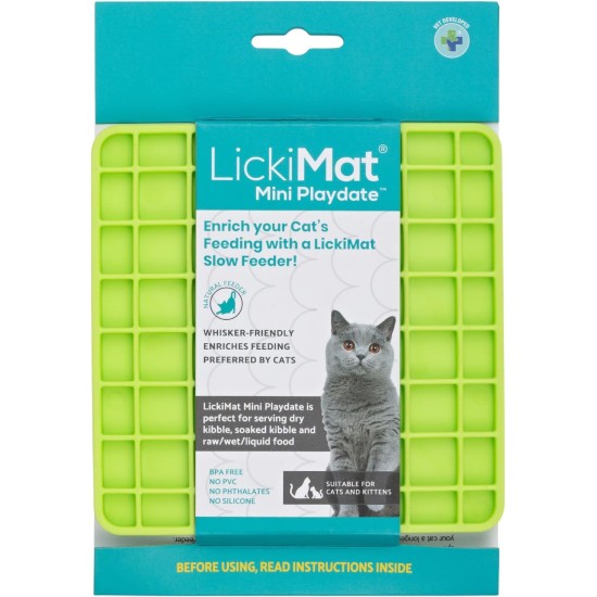 LickiMat Mini Classic Playdate Cat Food Mat, Slow Feeder Bowl for Boredom & Anxiety Relief for Cats, Perfect for Food, Treats, Yogurt and Peanut Butter, Fun Alternative to LickiMat Mini Classic Playdate Cat Food Mat, Slow Feeder Bowl for Boredom & Anxiety Relief for Cats, Perfect for Food, Treats, Yogurt and Peanut Butter, Fun Alternative to