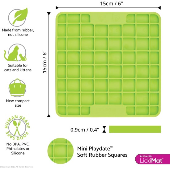 LickiMat Mini Classic Playdate Cat Food Mat, Slow Feeder Bowl for Boredom & Anxiety Relief for Cats, Perfect for Food, Treats, Yogurt and Peanut Butter, Fun Alternative to LickiMat Mini Classic Playdate Cat Food Mat, Slow Feeder Bowl for Boredom & Anxiety Relief for Cats, Perfect for Food, Treats, Yogurt and Peanut Butter, Fun Alternative to