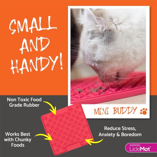 LickiMat Mini Classic Playdate Cat Food Mat, Slow Feeder Bowl for Boredom & Anxiety Relief for Cats, Perfect for Food, Treats, Yogurt and Peanut Butter, Fun Alternative to LickiMat Mini Classic Playdate Cat Food Mat, Slow Feeder Bowl for Boredom & Anxiety Relief for Cats, Perfect for Food, Treats, Yogurt and Peanut Butter, Fun Alternative to