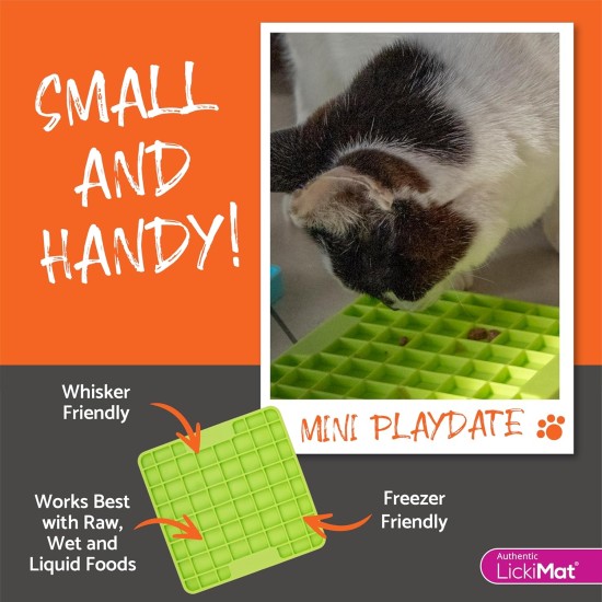 LickiMat Mini Classic Playdate Cat Food Mat, Slow Feeder Bowl for Boredom & Anxiety Relief for Cats, Perfect for Food, Treats, Yogurt and Peanut Butter, Fun Alternative to LickiMat Mini Classic Playdate Cat Food Mat, Slow Feeder Bowl for Boredom & Anxiety Relief for Cats, Perfect for Food, Treats, Yogurt and Peanut Butter, Fun Alternative to