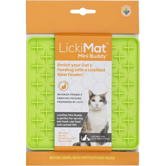 LickiMat Mini Classic Playdate Cat Food Mat, Slow Feeder Bowl for Boredom & Anxiety Relief for Cats, Perfect for Food, Treats, Yogurt and Peanut Butter, Fun Alternative to LickiMat Mini Classic Playdate Cat Food Mat, Slow Feeder Bowl for Boredom & Anxiety Relief for Cats, Perfect for Food, Treats, Yogurt and Peanut Butter, Fun Alternative to