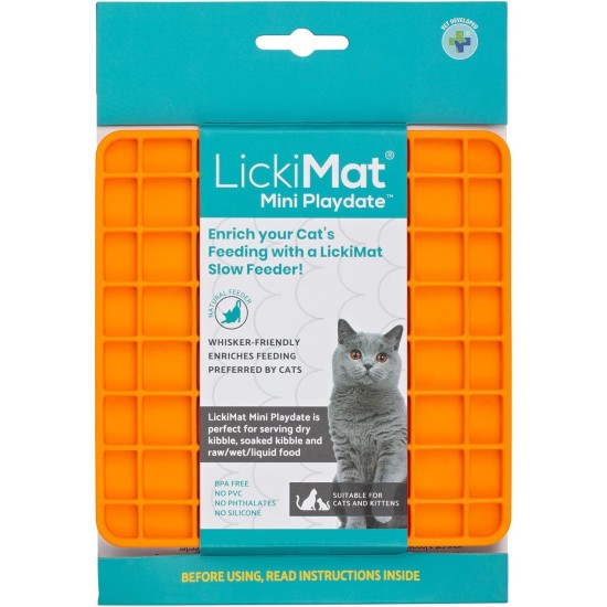 LickiMat Mini Classic Playdate Cat Food Mat, Slow Feeder Bowl for Boredom & Anxiety Relief for Cats, Perfect for Food, Treats, Yogurt and Peanut Butter, Fun Alternative to LickiMat Mini Classic Playdate Cat Food Mat, Slow Feeder Bowl for Boredom & Anxiety Relief for Cats, Perfect for Food, Treats, Yogurt and Peanut Butter, Fun Alternative to