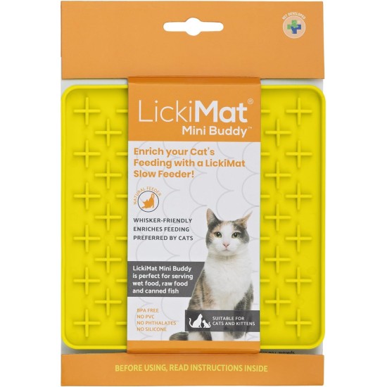 LickiMat Mini Classic Playdate Cat Food Mat, Slow Feeder Bowl for Boredom & Anxiety Relief for Cats, Perfect for Food, Treats, Yogurt and Peanut Butter, Fun Alternative to LickiMat Mini Classic Playdate Cat Food Mat, Slow Feeder Bowl for Boredom & Anxiety Relief for Cats, Perfect for Food, Treats, Yogurt and Peanut Butter, Fun Alternative to