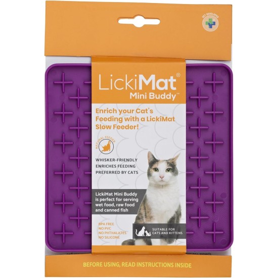 LickiMat Mini Classic Playdate Cat Food Mat, Slow Feeder Bowl for Boredom & Anxiety Relief for Cats, Perfect for Food, Treats, Yogurt and Peanut Butter, Fun Alternative to LickiMat Mini Classic Playdate Cat Food Mat, Slow Feeder Bowl for Boredom & Anxiety Relief for Cats, Perfect for Food, Treats, Yogurt and Peanut Butter, Fun Alternative to