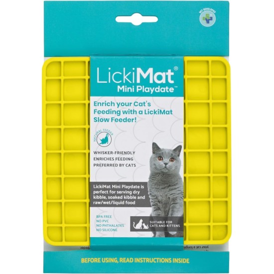 LickiMat Mini Classic Playdate Cat Food Mat, Slow Feeder Bowl for Boredom & Anxiety Relief for Cats, Perfect for Food, Treats, Yogurt and Peanut Butter, Fun Alternative to LickiMat Mini Classic Playdate Cat Food Mat, Slow Feeder Bowl for Boredom & Anxiety Relief for Cats, Perfect for Food, Treats, Yogurt and Peanut Butter, Fun Alternative to
