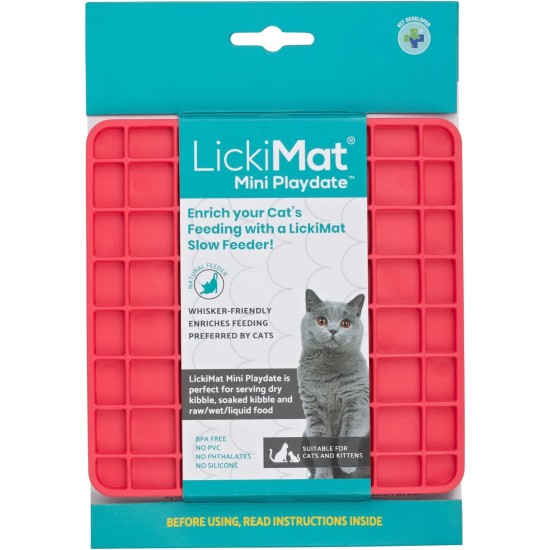 LickiMat Mini Classic Playdate Cat Food Mat, Slow Feeder Bowl for Boredom & Anxiety Relief for Cats, Perfect for Food, Treats, Yogurt and Peanut Butter, Fun Alternative to LickiMat Mini Classic Playdate Cat Food Mat, Slow Feeder Bowl for Boredom & Anxiety Relief for Cats, Perfect for Food, Treats, Yogurt and Peanut Butter, Fun Alternative to