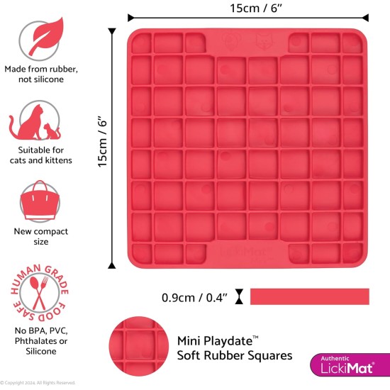 LickiMat Mini Classic Playdate Cat Food Mat, Slow Feeder Bowl for Boredom & Anxiety Relief for Cats, Perfect for Food, Treats, Yogurt and Peanut Butter, Fun Alternative to LickiMat Mini Classic Playdate Cat Food Mat, Slow Feeder Bowl for Boredom & Anxiety Relief for Cats, Perfect for Food, Treats, Yogurt and Peanut Butter, Fun Alternative to