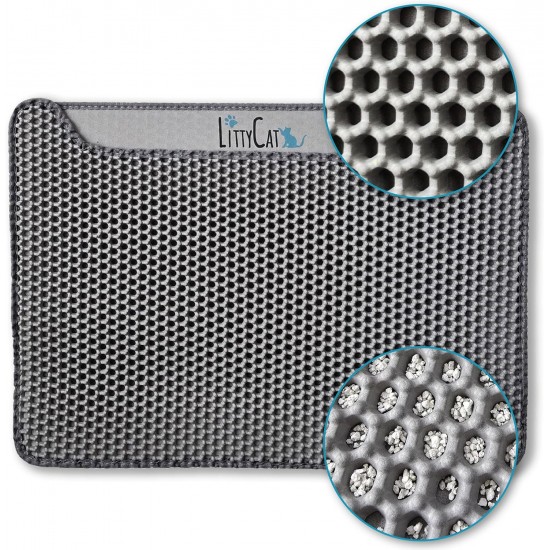 Littycat Cat Litter Mat Cat Litter Tray Mat in Size 60 x 45 cm, Double Layer, Waterproof, Soft EVA Mat with Honeycomb Design, Non-Slip, Ideal for Cat Litter Tray in Grey Littycat Cat Litter Mat Cat Litter Tray Mat in Size 60 x 45 cm, Double Layer, Waterproof, Soft EVA Mat with Honeycomb Design, Non-Slip, Ideal for Cat Litter Tray in Grey