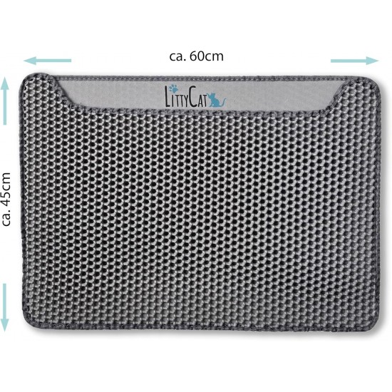 Littycat Cat Litter Mat Cat Litter Tray Mat in Size 60 x 45 cm, Double Layer, Waterproof, Soft EVA Mat with Honeycomb Design, Non-Slip, Ideal for Cat Litter Tray in Grey Littycat Cat Litter Mat Cat Litter Tray Mat in Size 60 x 45 cm, Double Layer, Waterproof, Soft EVA Mat with Honeycomb Design, Non-Slip, Ideal for Cat Litter Tray in Grey