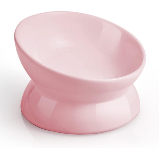 LoeJan Elevated Cat Bowl 5oz Ceramic Raised and Tilted Water Bowl, Anti Vomiting and Protect Pet Spine, Cat Bowl for Small Dogs, Thick Cats, Kittens LoeJan Elevated Cat Bowl 5oz Ceramic Raised and Tilted Water Bowl, Anti Vomiting and Protect Pet Spine, Cat Bowl for Small Dogs, Thick Cats, Kittens