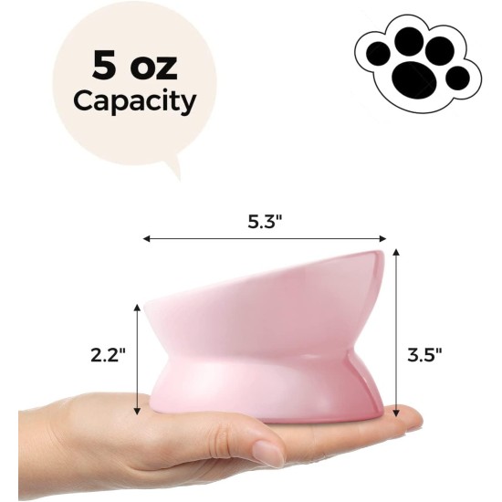 LoeJan Elevated Cat Bowl 5oz Ceramic Raised and Tilted Water Bowl, Anti Vomiting and Protect Pet Spine, Cat Bowl for Small Dogs, Thick Cats, Kittens LoeJan Elevated Cat Bowl 5oz Ceramic Raised and Tilted Water Bowl, Anti Vomiting and Protect Pet Spine, Cat Bowl for Small Dogs, Thick Cats, Kittens