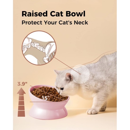 LoeJan Elevated Cat Bowl 5oz Ceramic Raised and Tilted Water Bowl, Anti Vomiting and Protect Pet Spine, Cat Bowl for Small Dogs, Thick Cats, Kittens LoeJan Elevated Cat Bowl 5oz Ceramic Raised and Tilted Water Bowl, Anti Vomiting and Protect Pet Spine, Cat Bowl for Small Dogs, Thick Cats, Kittens