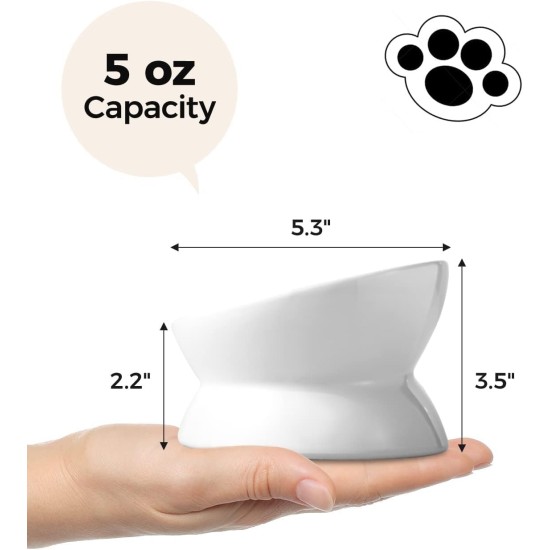 LoeJan Elevated Cat Bowl 5oz Ceramic Raised and Tilted Water Bowl, Anti Vomiting and Protect Pet Spine, Cat Bowl for Small Dogs, Thick Cats, Kittens LoeJan Elevated Cat Bowl 5oz Ceramic Raised and Tilted Water Bowl, Anti Vomiting and Protect Pet Spine, Cat Bowl for Small Dogs, Thick Cats, Kittens