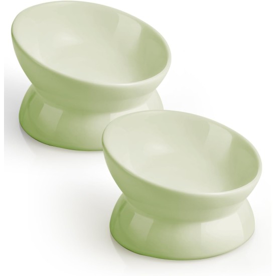LoeJan Elevated Cat Bowl 5oz Ceramic Raised and Tilted Water Bowl, Anti Vomiting and Protect Pet Spine, Cat Bowl for Small Dogs, Thick Cats, Kittens LoeJan Elevated Cat Bowl 5oz Ceramic Raised and Tilted Water Bowl, Anti Vomiting and Protect Pet Spine, Cat Bowl for Small Dogs, Thick Cats, Kittens