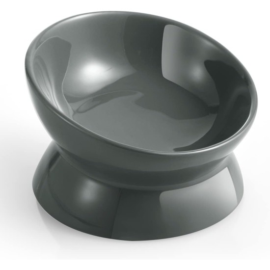 LoeJan Elevated Cat Bowl 5oz Ceramic Raised and Tilted Water Bowl, Anti Vomiting and Protect Pet Spine, Cat Bowl for Small Dogs, Thick Cats, Kittens LoeJan Elevated Cat Bowl 5oz Ceramic Raised and Tilted Water Bowl, Anti Vomiting and Protect Pet Spine, Cat Bowl for Small Dogs, Thick Cats, Kittens