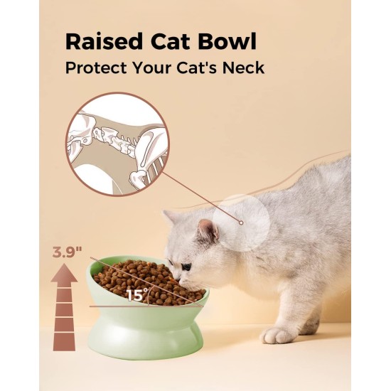 LoeJan Elevated Cat Bowl 5oz Ceramic Raised and Tilted Water Bowl, Anti Vomiting and Protect Pet Spine, Cat Bowl for Small Dogs, Thick Cats, Kittens LoeJan Elevated Cat Bowl 5oz Ceramic Raised and Tilted Water Bowl, Anti Vomiting and Protect Pet Spine, Cat Bowl for Small Dogs, Thick Cats, Kittens