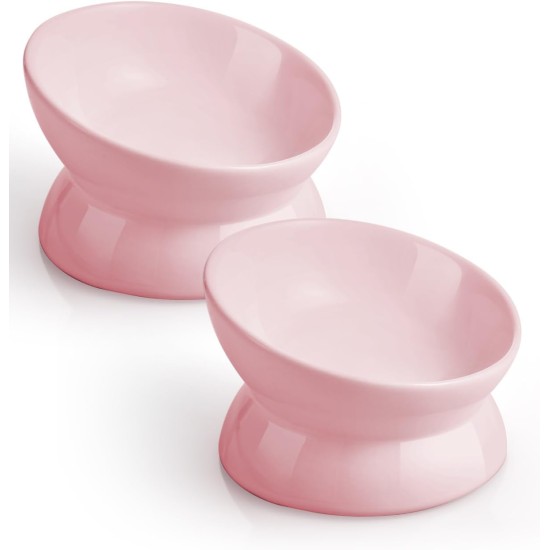 LoeJan Elevated Cat Bowl 5oz Ceramic Raised and Tilted Water Bowl, Anti Vomiting and Protect Pet Spine, Cat Bowl for Small Dogs, Thick Cats, Kittens LoeJan Elevated Cat Bowl 5oz Ceramic Raised and Tilted Water Bowl, Anti Vomiting and Protect Pet Spine, Cat Bowl for Small Dogs, Thick Cats, Kittens