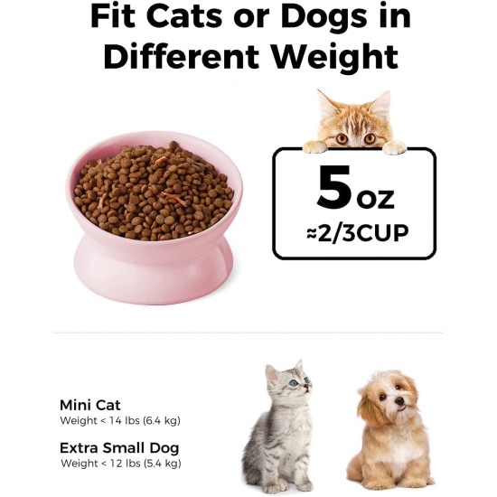LoeJan Elevated Cat Bowl 5oz Ceramic Raised and Tilted Water Bowl, Anti Vomiting and Protect Pet Spine, Cat Bowl for Small Dogs, Thick Cats, Kittens LoeJan Elevated Cat Bowl 5oz Ceramic Raised and Tilted Water Bowl, Anti Vomiting and Protect Pet Spine, Cat Bowl for Small Dogs, Thick Cats, Kittens