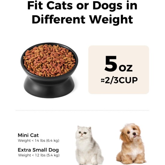 LoeJan Elevated Cat Bowl 5oz Ceramic Raised and Tilted Water Bowl, Anti Vomiting and Protect Pet Spine, Cat Bowl for Small Dogs, Thick Cats, Kittens LoeJan Elevated Cat Bowl 5oz Ceramic Raised and Tilted Water Bowl, Anti Vomiting and Protect Pet Spine, Cat Bowl for Small Dogs, Thick Cats, Kittens