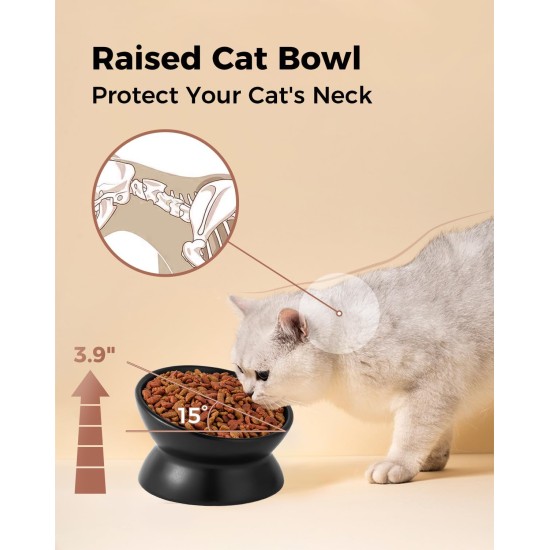 LoeJan Elevated Cat Bowl 5oz Ceramic Raised and Tilted Water Bowl, Anti Vomiting and Protect Pet Spine, Cat Bowl for Small Dogs, Thick Cats, Kittens LoeJan Elevated Cat Bowl 5oz Ceramic Raised and Tilted Water Bowl, Anti Vomiting and Protect Pet Spine, Cat Bowl for Small Dogs, Thick Cats, Kittens