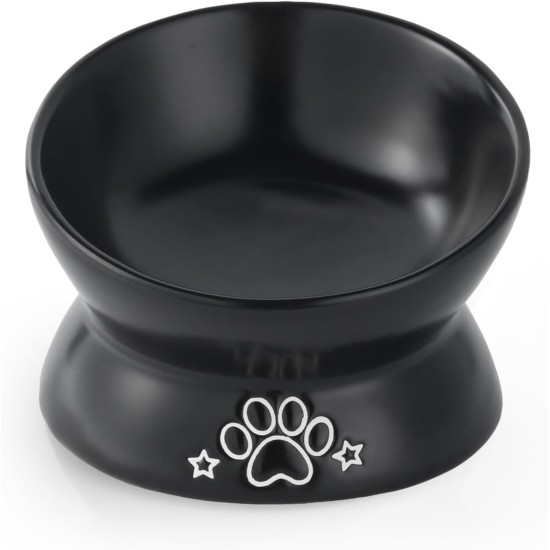 LoeJan Elevated Cat Bowl 5oz Ceramic Raised and Tilted Water Bowl, Anti Vomiting and Protect Pet Spine, Cat Bowl for Small Dogs, Thick Cats, Kittens LoeJan Elevated Cat Bowl 5oz Ceramic Raised and Tilted Water Bowl, Anti Vomiting and Protect Pet Spine, Cat Bowl for Small Dogs, Thick Cats, Kittens