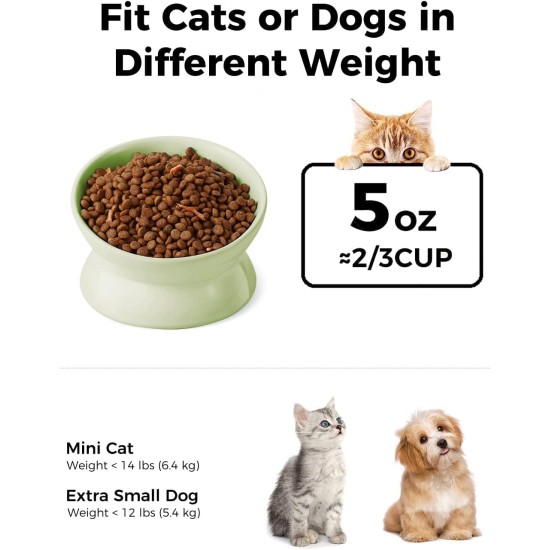 LoeJan Elevated Cat Bowl 5oz Ceramic Raised and Tilted Water Bowl, Anti Vomiting and Protect Pet Spine, Cat Bowl for Small Dogs, Thick Cats, Kittens LoeJan Elevated Cat Bowl 5oz Ceramic Raised and Tilted Water Bowl, Anti Vomiting and Protect Pet Spine, Cat Bowl for Small Dogs, Thick Cats, Kittens