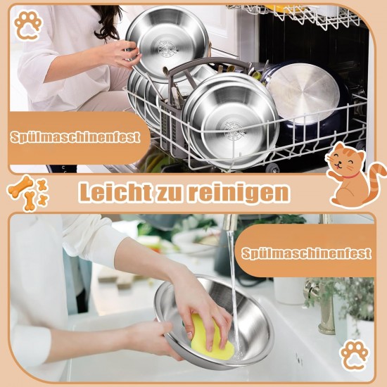 Loppdece Pack of 8 Stainless Steel Cat Bowls, 14 cm Cat Food Bowls, Cat Bowls for Whiskers Fatigue, Flat Feeding Bowls for Cats and Kittens, Small Dogs, Dishwasher Safe Loppdece Pack of 8 Stainless Steel Cat Bowls, 14 cm Cat Food Bowls, Cat Bowls for Whiskers Fatigue, Flat Feeding Bowls for Cats and Kittens, Small Dogs, Dishwasher Safe