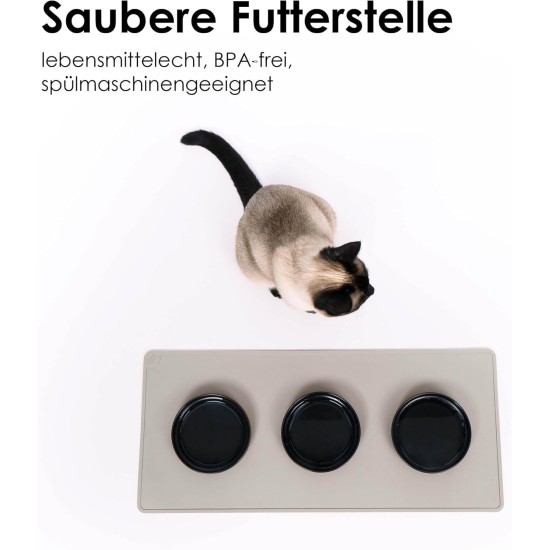LucyBalu® Bowl Mat for Cats, Cat Mat for Water & Food Bowl, Silicone Mat as Non-Slip Mat for Cat Bowl, Feeding Mat, Cat Feeding Mat, Rectangular, XL Taupe LucyBalu® Bowl Mat for Cats, Cat Mat for Water & Food Bowl, Silicone Mat as Non-Slip Mat for Cat Bowl, Feeding Mat, Cat Feeding Mat, Rectangular, XL Taupe