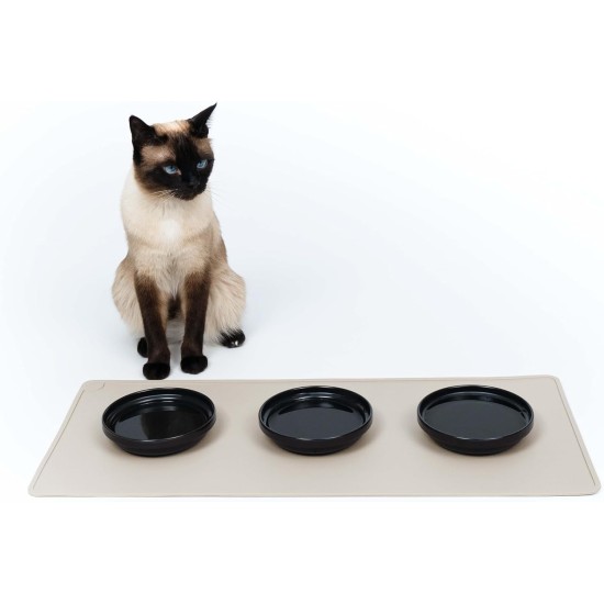 LucyBalu® Bowl Mat for Cats, Cat Mat for Water & Food Bowl, Silicone Mat as Non-Slip Mat for Cat Bowl, Feeding Mat, Cat Feeding Mat, Rectangular, XL Taupe LucyBalu® Bowl Mat for Cats, Cat Mat for Water & Food Bowl, Silicone Mat as Non-Slip Mat for Cat Bowl, Feeding Mat, Cat Feeding Mat, Rectangular, XL Taupe