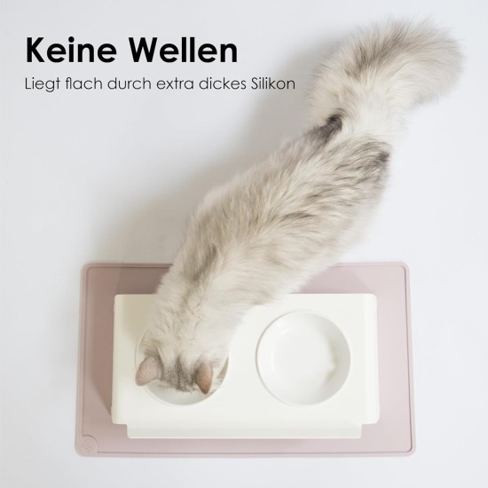 LucyBalu® Bowl Mat for Cats, Cat Mat for Water & Food Bowl, Silicone Mat as Non-Slip Mat for Cat Bowl, Feeding Mat, Cat Feeding Mat, Rectangular, XL Taupe LucyBalu® Bowl Mat for Cats, Cat Mat for Water & Food Bowl, Silicone Mat as Non-Slip Mat for Cat Bowl, Feeding Mat, Cat Feeding Mat, Rectangular, XL Taupe
