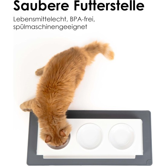 LucyBalu® Bowl Mat for Cats, Cat Mat for Water & Food Bowl, Silicone Mat as Non-Slip Mat for Cat Bowl, Feeding Mat, Cat Feeding Mat, Rectangular, XL Taupe LucyBalu® Bowl Mat for Cats, Cat Mat for Water & Food Bowl, Silicone Mat as Non-Slip Mat for Cat Bowl, Feeding Mat, Cat Feeding Mat, Rectangular, XL Taupe