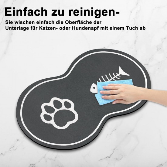 Lurowo Cat Bowl Mat, 60 x 36 cm, Non-Slip Mat, Cat Bowl, Absorbent Feeding Mat, Waterproof Cat Bowl Mat, Mat for Cat Bowl Lurowo Cat Bowl Mat, 60 x 36 cm, Non-Slip Mat, Cat Bowl, Absorbent Feeding Mat, Waterproof Cat Bowl Mat, Mat for Cat Bowl