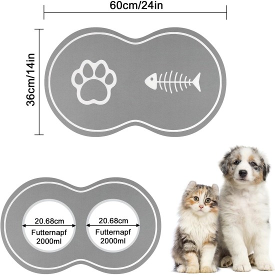 Lurowo Dog Bowl Mat, 40 x 60 cm, Non-Slip Mat, Cat Bowl, Absorbency Feeding Mat, Dogs, Waterproof Bowl Mat, Cats, Mat for Dog Bowl Lurowo Dog Bowl Mat, 40 x 60 cm, Non-Slip Mat, Cat Bowl, Absorbency Feeding Mat, Dogs, Waterproof Bowl Mat, Cats, Mat for Dog Bowl